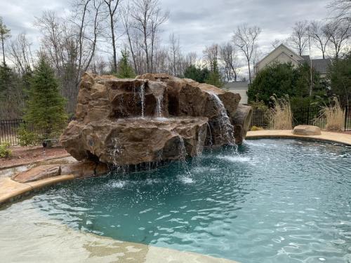 Gunite pool with waterfall